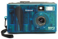 Polaroid's  PhotoMAX MP3 digital camera, front view. Courtesy of Polaroid.