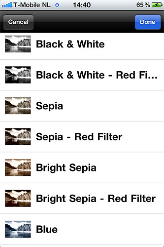 Photo Sense includes a variety of preset effects. Screenshot provided by VeprIT. Click for a bigger picture!