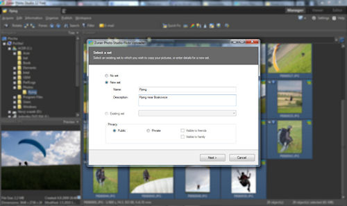 Photo Studio Free can share images on Flickr and Facebook. Screenshot provided by Zoner Software A.S. Click for a bigger picture!