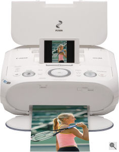 Canon's PIXMA Mini260 printer. Courtesy of Canon, with modifications by Michael R. Tomkins. Click for a bigger picture!