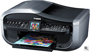 Canon's Pixma MX850 printer. Courtesy of Canon, with modifications by Michael R. Tomkins. Click for a bigger picture!