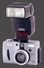 Canon's PowerShot G1 digital camera with Speedlite 420EX flash attached. Courtesy of Canon.