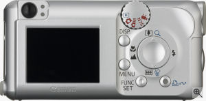 Canon's PowerShot A430 digital camera. Courtesy of Canon, with modifications by Michael R. Tomkins. Click for a bigger picture!