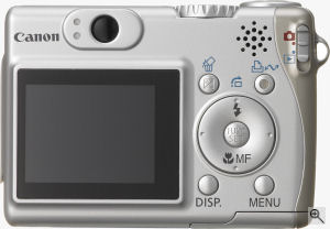 Canon's PowerShot A530 digital camera. Courtesy of Canon, with modifications by Michael R. Tomkins. Click for a bigger picture!