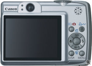 Canon's PowerShot A560 digital camera. Courtesy of Canon, with modifications by Michael R. Tomkins. Click for a bigger picture!