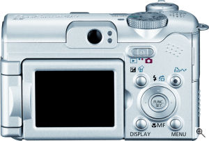 Canon's PowerShot A610 digital camera. Courtesy of Canon, with modifications by Michael R. Tomkins. Click for a bigger picture!