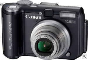 Canon's PowerShot A640 digital camera. Courtesy of Canon, with modifications by Michael R. Tomkins. Click for a bigger picture!
