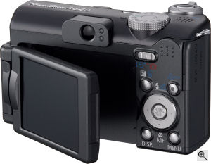 Canon's PowerShot A640 digital camera. Courtesy of Canon, with modifications by Michael R. Tomkins. Click for a bigger picture!