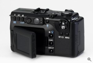 Canon's PowerShot G5 digital camera. Courtesy of Canon, with modifications by Michael R. Tomkins.