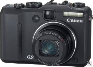 Canon's PowerShot G9 digital camera. Courtesy of Canon, with modifications by Michael R. Tomkins. Click for a bigger picture!