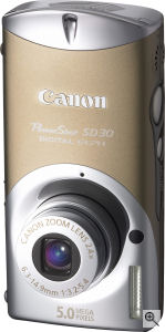 Canon's PowerShot SD30 Digital ELPH. Courtesy of Canon, with modifications by Michael R. Tomkins. Click for a bigger picture!