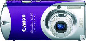 Canon's PowerShot SD30 Digital ELPH. Courtesy of Canon, with modifications by Michael R. Tomkins. Click for a bigger picture!
