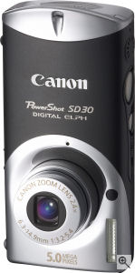 Canon's PowerShot SD30 Digital ELPH. Courtesy of Canon, with modifications by Michael R. Tomkins. Click for a bigger picture!