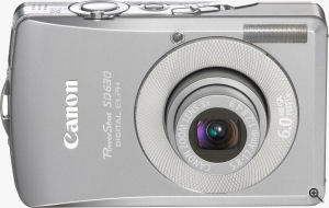 Canon's PowerShot SD630 digital camera. Courtesy of Canon, with modifications by Michael R. Tomkins. Click for a bigger picture!