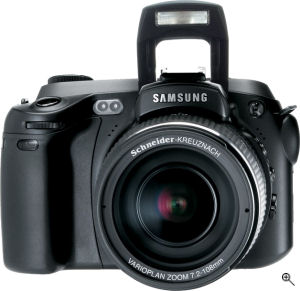 Samsung's Pro815 digital camera. Courtesy of Samsung, with modifications by Michael R. Tomkins. Click for a bigger picture!