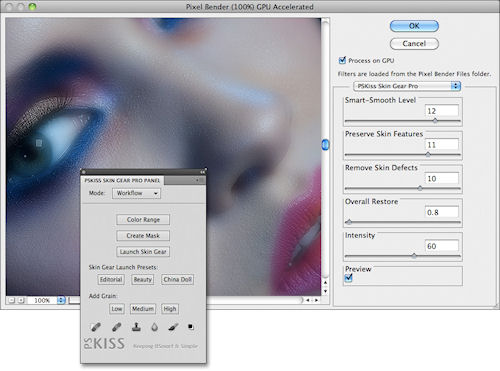 The PSKiss Skin Gear Pro panel in use. Screenshot provided by PSKiss. Click for a bigger picture!