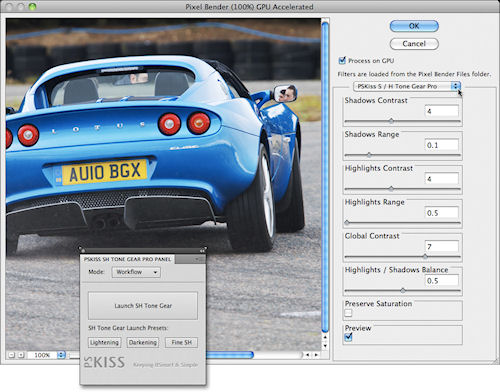 The PSKiss SH Tone Gear Pro panel in use. Screenshot provided by PSKiss. Click for a bigger picture!