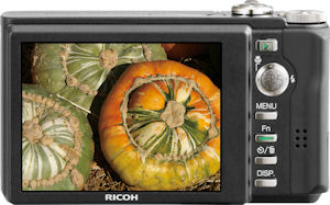 Ricoh's R10 digital camera. Courtesy of Ricoh, with modifications by Michael R. Tomkins. Click for a bigger picture!