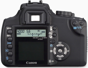 Canon's EOS Digital Rebel XT. Courtesy of Canon, with modifications by Michael R. Tomkins. Click for a bigger picture!
