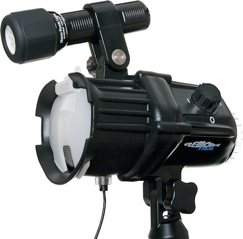 Fantasea's Remora slave flash strobe with flash diffuser and focus light. Photo provided by Fantasea Line. Click for a bigger picture!
