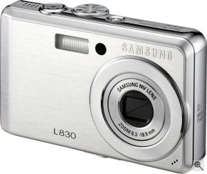 Samsung's L830 digital camera. Courtesy of Samsung, with modifications by Michael R. Tomkins. Click for a bigger picture!