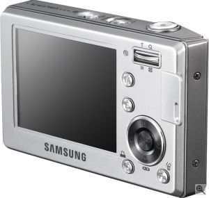 Samsung's L83T digital camera. Courtesy of Samsung, with modifications by Michael R. Tomkins. Click for a bigger picture!