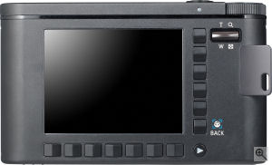 Samsung's NV11 digital camera. Courtesy of Samsung, with modifications by Michael R. Tomkins. Click for a bigger picture!