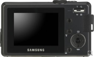 Samsung's S850 digital camera. Courtesy of Samsung, with modifications by Michael R. Tomkins. Click for a bigger picture!