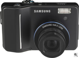 Samsung's S850 digital camera. Courtesy of Samsung, with modifications by Michael R. Tomkins. Click for a bigger picture!