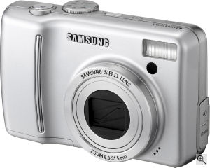 Samsung's S85 digital camera. Courtesy of Samsung, with modifications by Michael R. Tomkins. Click for a bigger picture!