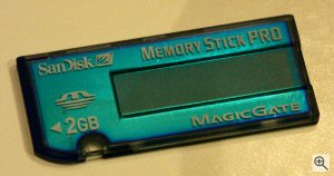 SanDisk's 2GB Memory Stick PRO card. Copyright © 2003, The Imaging Resource. All rights reserved. Click for a bigger picture!