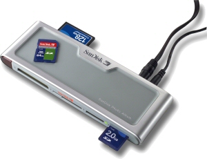 SanDisk's Photo Album set-top box. Courtesy of SanDisk, with modifications by Michael R. Tomkins. Click for a bigger picture!