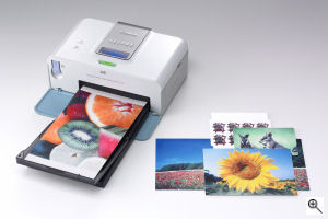 Canon's SELPHY CP510 printer. Courtesy of Canon, with modifications by Michael R. Tomkins. Click for a bigger picture!