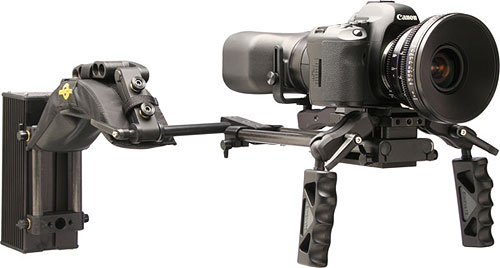 Cinevate's Simplis DSLR Rig with Canon DSLR attached. Photo provided by Cinevate Inc. Click for a bigger picture!