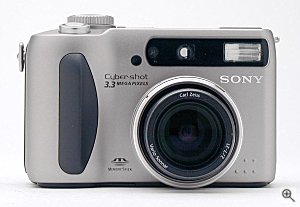 Sony's DSC-S75 digital camera, front view. Copyright (c) 2001, The Imaging Resource, all rights reserved. Click for a bigger picture!