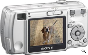 Sony's Cyber-shot DSC-S600 digital camera. Courtesy of Sony, with modifications by Michael R. Tomkins. Click for a bigger picture!