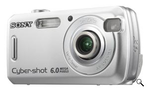 Sony's Cyber-shot DSC-S600 digital camera. Courtesy of Sony, with modifications by Michael R. Tomkins. Click for a bigger picture!