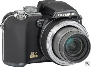Olympus' SP-550 UltraZoom digital camera. Courtesy of Olympus, with modifications by Michael R. Tomkins. Click for a bigger picture!