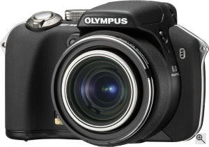 Olympus' SP-560 Ultra Zoom digital camera. Courtesy of Olympus, with modifications by Michael R. Tomkins. Click for a bigger picture!