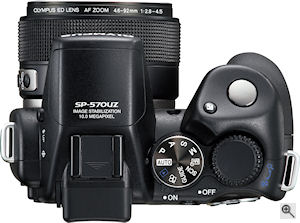 Olympus' SP-570UZ digital camera. Courtesy of Olympus, with modifications by Michael R. Tomkins. Click for a bigger picture!