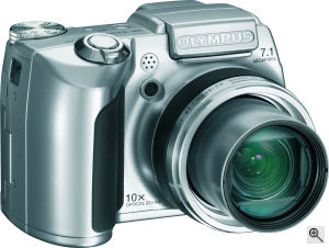 Olympus' SP-510 UltraZoom digital camera. Courtesy of Olympus, with modifications by Michael R. Tomkins. Click for a bigger picture!