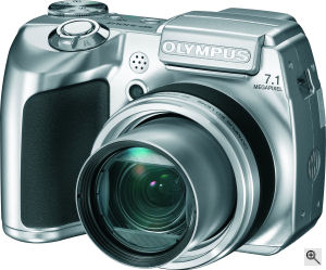 Olympus' SP-510 UltraZoom digital camera. Courtesy of Olympus, with modifications by Michael R. Tomkins. Click for a bigger picture!