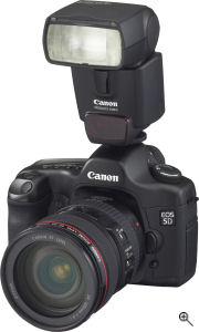 Canon's Speedlite 430EX flash strobe. Courtesy of Canon, with modifications by Michael R. Tomkins. Click for a bigger picture!