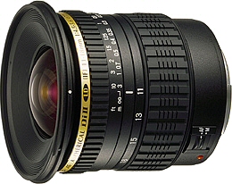 Tamron's SP AF11 - 18mm F/4.5 - 5.6 Di-II LD Aspherical (IF) lens. Courtesy of Tamron, with modifications by Michael R. Tomkins.