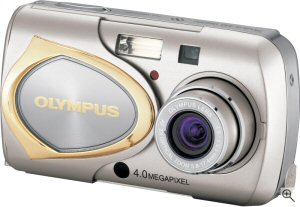 Olympus' Stylus 410 digital camera. Courtesy of Olympus, with modifications by Michael R. Tomkins. Click for a bigger picture!