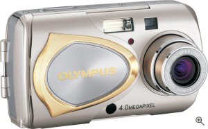 Olympus' Stylus 410 digital camera. Courtesy of Olympus, with modifications by Michael R. Tomkins. Click for a bigger picture!
