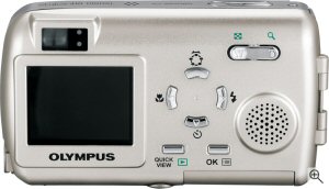 Olympus' Stylus 410 digital camera. Courtesy of Olympus, with modifications by Michael R. Tomkins. Click for a bigger picture!