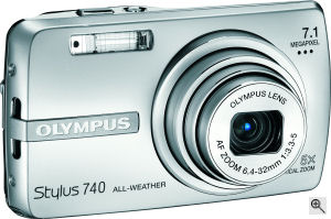 Olympus' Stylus 740 digital camera. Courtesy of Olympus, with modifications by Michael R. Tomkins. Click for a bigger picture!