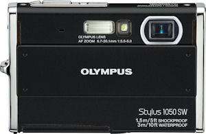 Olympus' Stylus 1050SW digital camera. Courtesy of Olympus, with modifications by Michael R. Tomkins. Click for a bigger picture!
