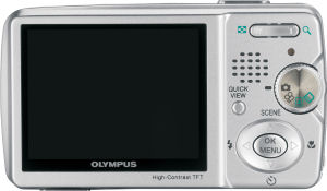 Olympus' Stylus 500 digital camera. Courtesy of Olympus, with modifications by Michael R. Tomkins. Click for a bigger picture!
